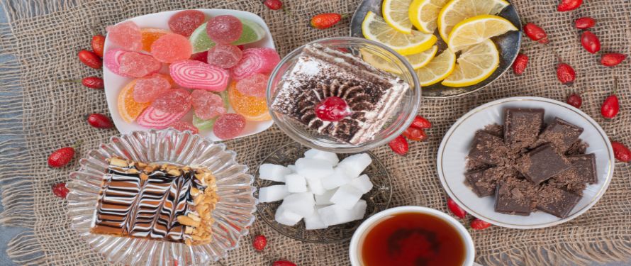 Sugary foods to avoid for healthy teeth and gums.