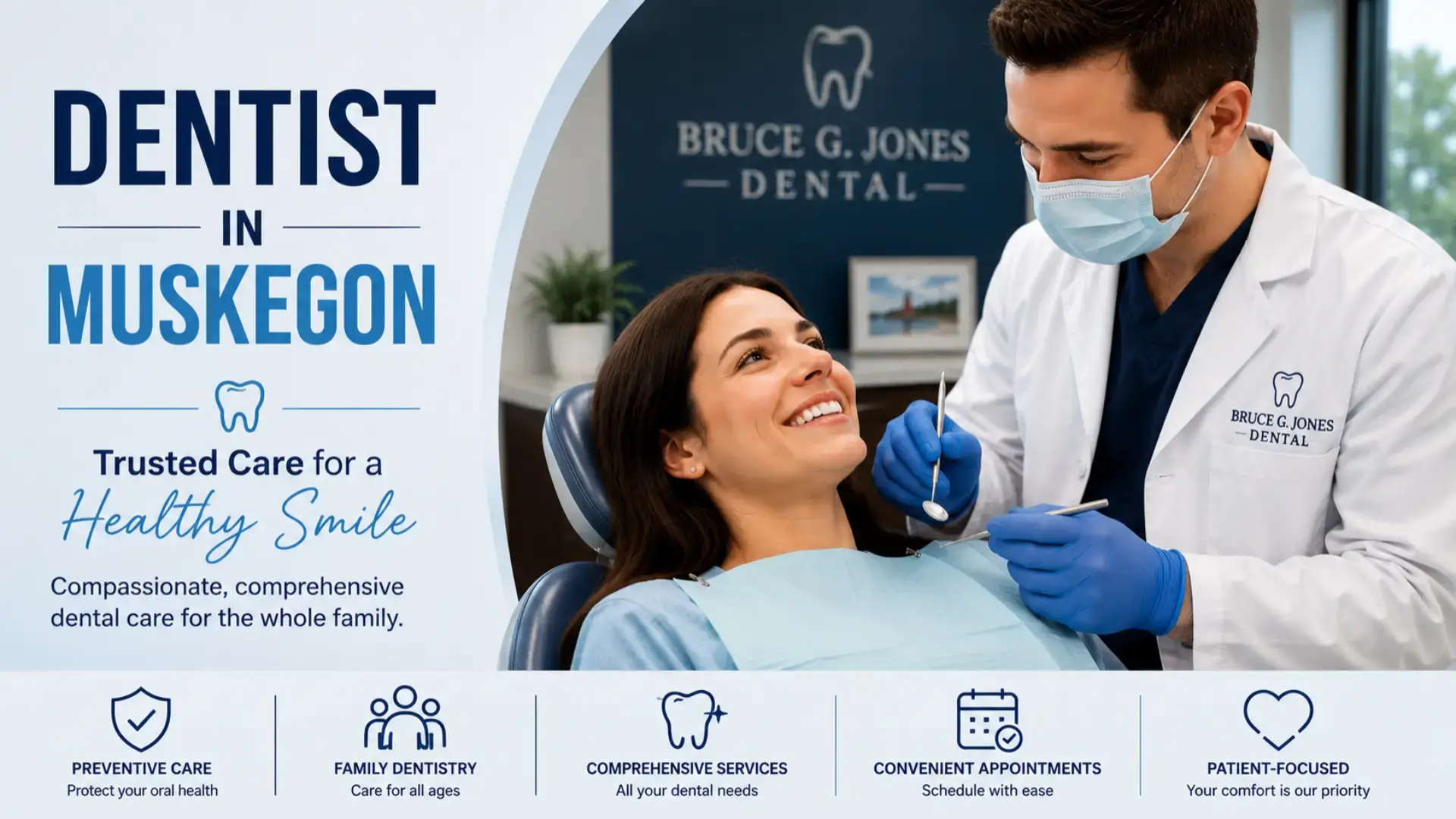 dentist in muskegon helping patient during dental visit